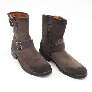 Frye Women's Vicky Gray Oiled Suede Moto Boots Sz 7.5B